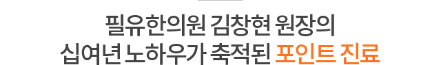 필유한의원 김창현 원장의 십여년 노하우가 축적된 포인트 진료