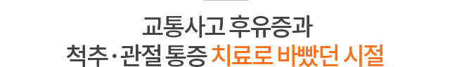 교통사고 후유증과 척추/관절 통증 치료로 바빴던 시절
